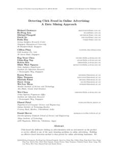 Journal of Machine Learning Research  Submitted 3/13; Revised 11/13; Published 1/14 Detecting Click Fraud in Online Advertising: A Data Mining Approach