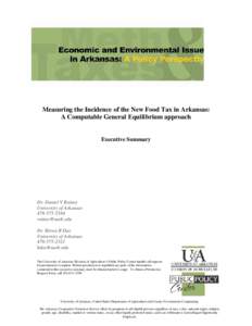 Measuring the Incidence of the New Food Tax in Arkansas: A Computable General Equilibrium approach - Executive Summary