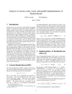 Analysis of various scalar, vector, and parallel implementations of RandomAccess∗ Piotr Luszczek Jack Dongarra