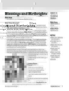 Blessings and Birthrights Bible Verse The LORD bless you and keep you. (Numbers 6:24) UNIT 3 Cooking