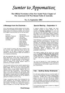Sumter to Appomattox Newsletter No 11 - Sep 2004
