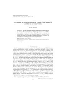 MOSCOW MATHEMATICAL JOURNAL Volume 16, Number 2, April–June 2016, Pages 275–298 PARABOLIC AUTOMORPHISMS OF PROJECTIVE SURFACES (AFTER M. H. GIZATULLIN) JULIEN GRIVAUX