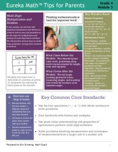 Grade 4 Module 3 Eureka Math™ Tips for Parents  Key Words to Know