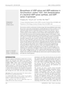 Microbiology (2011), 157, 260–269  DOI[removed]mic[removed]Biosynthesis of UDP-xylose and UDP-arabinose in Sinorhizobium meliloti 1021: first characterization