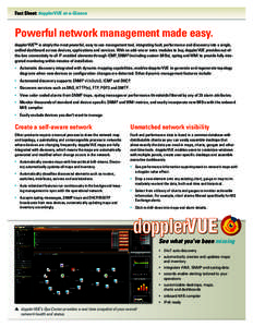 Fact Sheet: dopplerVUE at-a-Glance  Powerful network management made easy. dopplerVUE™ is simply the most powerful, easy to use management tool, integrating fault, performance and discovery into a single, unified dashb