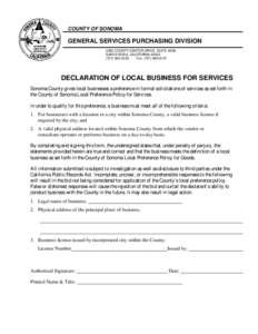 Declaration of Local Business