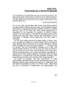 PART FIVE: TELEVISION AS A CREATIVE MEDIUM 