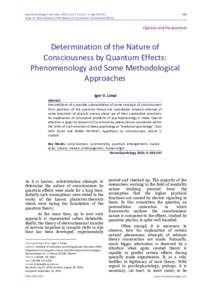 Microsoft Word - 16 Limar Determination of the Nature of Consciousness by Quantum Effectsi