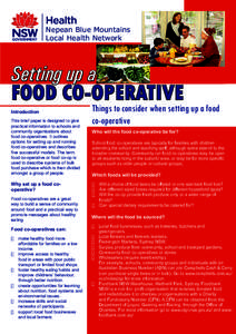 Nepean Blue Mountains Local Health Network Setting up a  FOOD CO-OPERATIVE
