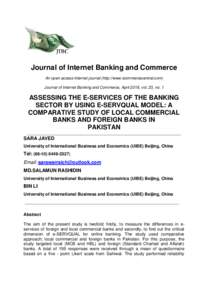 Journal of Internet Banking and Commerce An open access Internet journal (http://www.icommercecentral.com) Journal of Internet Banking and Commerce, April 2018, vol. 23, no. 1 ASSESSING THE E-SERVICES OF THE BANKING SECT