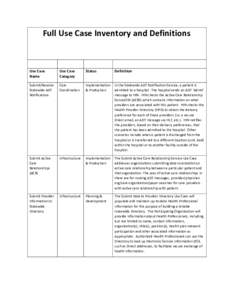 Full Use Case Inventory and Definitions  Use Case Name  Use Case