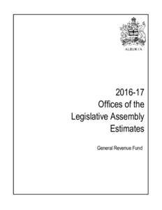 Offices of the Legislative Assembly Estimates - introduced April 14, 2016