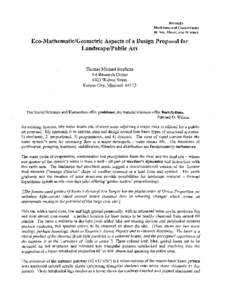 BRIDGES  Mathematical Connections in Art, Music, and Science  Eco-Mathematic/Geometric Aspects of a Design Proposal for