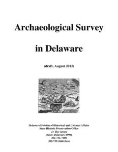 Archaeological Survey in Delaware (draft, August[removed]Delaware Division of Historical and Cultural Affairs State Historic Preservation Office
