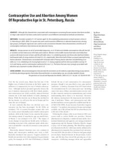 Contraceptive Use and Abortion Among Women Of Reproductive Age in St. Petersburg, Russia