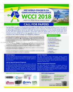 IEEE WORLD CONGRESS ON COMPUTATIONAL INTELLIGENCE WCCI 2018 July 8-13, 2018: Rio de Janeiro, Brazil