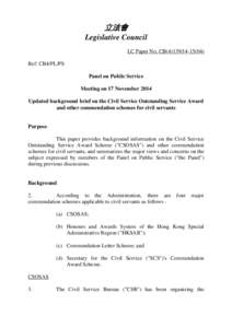 立法會 Legislative Council LC Paper No. CB[removed]Ref: CB4/PL/PS Panel on Public Service Meeting on 17 November 2014