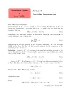 The Calculus of Functions of Section 3.3 Best Affine Approximations