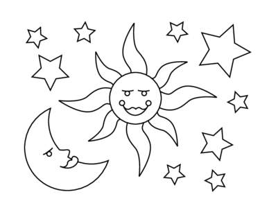 sun moon stars tattoo stencil new