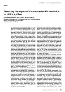 NEUROETHIK / NEUROETHIQUE / NEUROETHICS Viewpoint Assessing the impact of the neuroscientific revolution on ethics and law Georgia-Martha Gkotsia, Laura Cabrerab, Roberto Andornoc