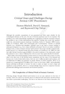 1  Introduction Critical Issues and Challenges Facing Forensic CBT Practitioners