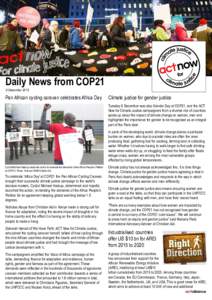 Daily News from COP21 9 December 2015 Pan African cycling caravan celebrates Africa Day  Climate justice for gender justice