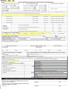 Application for Motor Vehicle Title and Registration