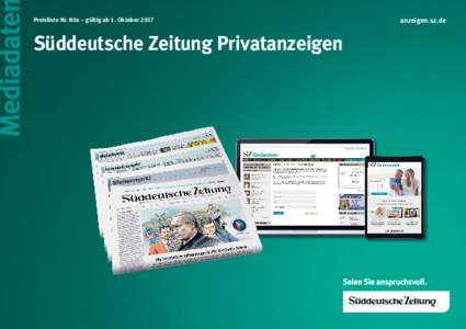 Mediadate  Preisliste Nr. 80a – gültig ab 1. Oktober 2017 Süddeutsche Zeitung Privatanzeigen