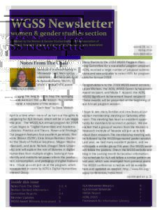 WGSS Newsletter women & gender studies section published by the Women & Gender Studies Section of the Association of College & Research Libraries, a division of the American Library Association  Notes From The Chair