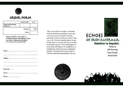 order form number of copies price  Echoes of Irish Australia