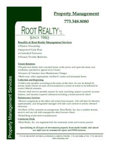 Property ManagementBenefits of Root Realty Management Services Passive Ownership Improved Cash Flow