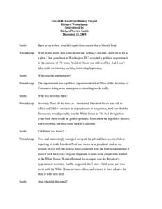 Gerald R. Ford Oral History Project Richard Wennekamp Interviewed by Richard Norton Smith December 13, 2009