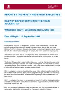 Report by the Health and Safety Executive's Railway Inspectorate into the train accident at Winsford South Junction on 23 June 1999
