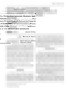 Research in Human Ecology  The Distinction between Humans and Nature: Human Perceptions of Connectedness to Nature and Elements of the Natural and Unnatural Joanne Vining1