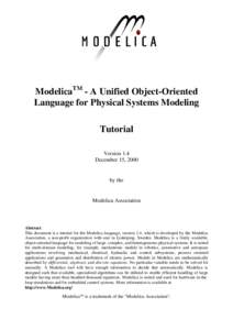 ModelicaTM - A Unified Object-Oriented Language for Physical Systems Modeling Tutorial Version 1.4 December 15, 2000