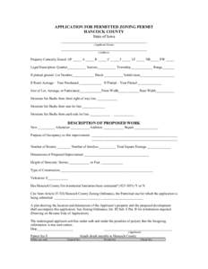 APPLICATION FOR PERMITTED ZONING PERMIT HANCOCK COUNTY State of Iowa __________________________________________ (Applicant Name)