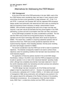US SWG Delegation DRAFT May 14, 1998 Alternatives for Addressing the ITER Mission I
