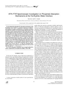 Journal of Colloid and Interface Science 241, 317–[removed]doi:[removed]jcis[removed], available online at http://www.idealibrary.com on ATR–FTIR Spectroscopic Investigation on Phosphate Adsorption Mechanisms at th