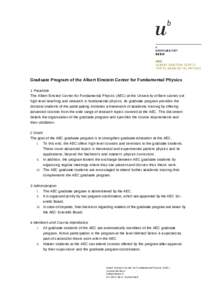 Graduate Program of the Albert Einstein Center for Fundamental Physics 1 Preamble The Albert Einstein Center for Fundamental Physics (AEC) at the University of Bern carries out high-level teaching and research in fundame