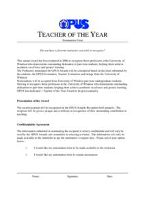 OPUS Teacher of the Year Form