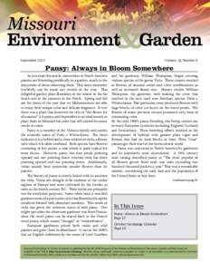 Missouri September 2012 Volume 18, Number 9  Pansy: Always in Bloom Somewhere