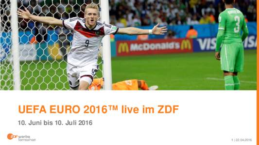 UEFA EURO 2016™ live im ZDF 10. Juni bis 10. Juli |  UEFA EURO 2016™ Rahmendaten