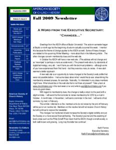 SeptemberVolume 4, Issue 3 Fall 2009 Newsletter