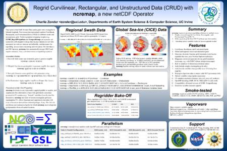Regrid Curvilinear, Rectangular, and Unstructured Data (CRUD) with ncremap, a new netCDF Operator Charlie Zender <>, Departments of Earth System Science & Computer Science, UC Irvine Once upon a time Earth 