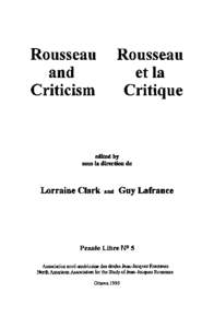 Rousseau and Criticism Rousseau et la