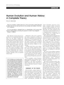 248 Evolutionary Anthropology  ARTICLES Human Evolution and Human History: A Complete Theory