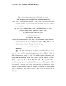 [Cite as State v. Mays, 119 Ohio St.3d 406, 2008-Ohio[removed]THE STATE OF OHIO, APPELLEE, v. MAYS, APPELLANT. [Cite as State v. Mays, 119 Ohio St.3d 406, 2008-Ohio[removed]Traffic stops – Constitutional standards – O