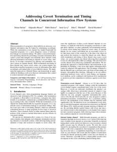 Addressing Covert Termination and Timing Channels in Concurrent Information Flow Systems Deian Stefan1 Alejandro Russo2