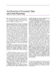 An Overview of Consumer Data and Credit Reporting
