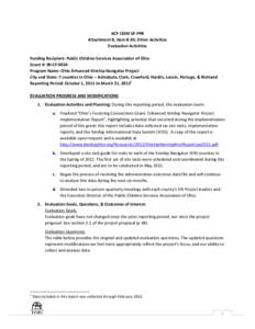 ACF-OGM SF-PPR Attachment B, Item B-05, Other Activities Evaluation Activities Funding Recipient: Public Children Services Association of Ohio Grant #: 90-CF-0024 Program Name: Ohio Enhanced Kinship Navigator Project